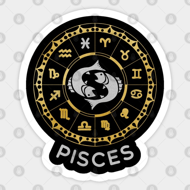 Pisces Zodiac Circle Sticker by Whimsical Frank